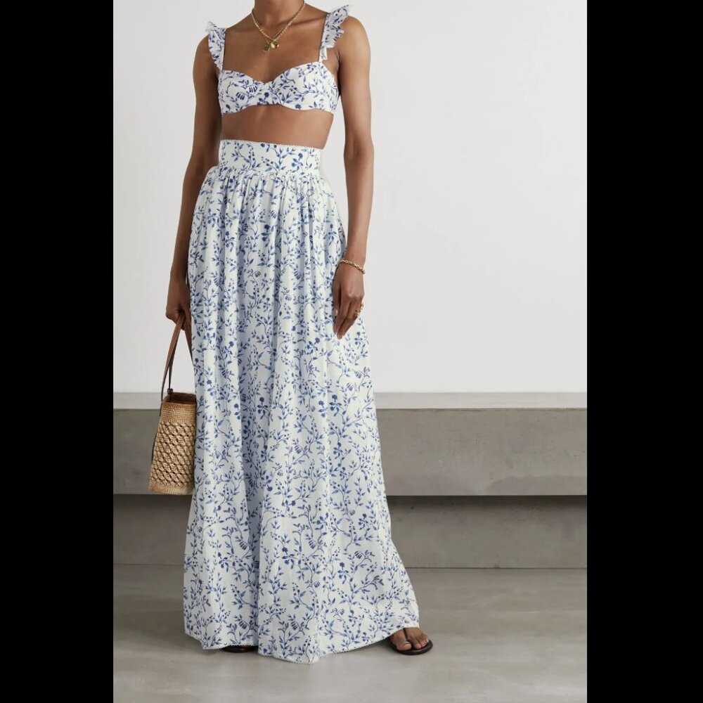 Agua by Agua Bendita Floral Print Long Skirt w/ Tags